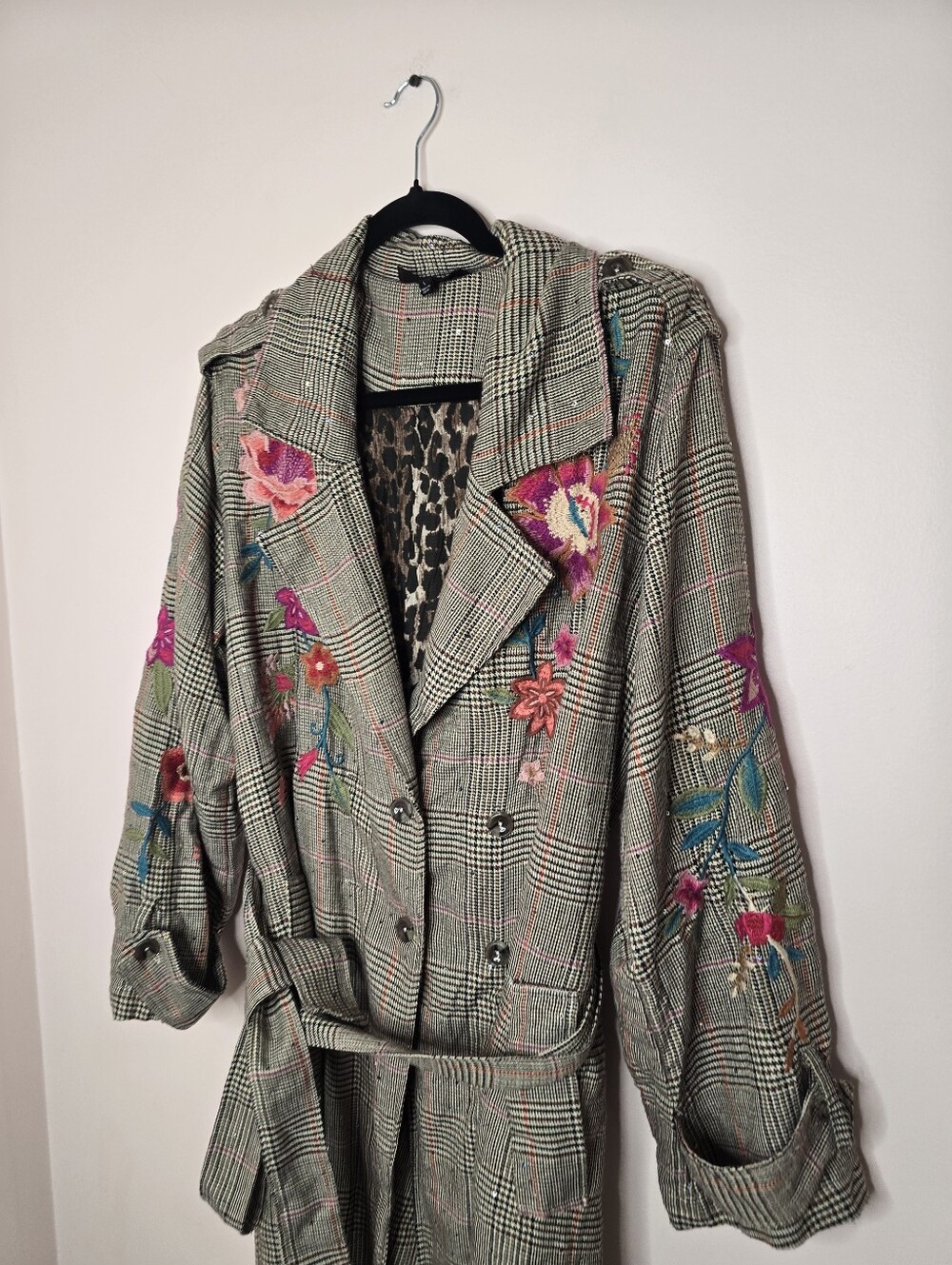 Johnny Was Womens Malina Plaid Trench Coat - Picture 4 of 9